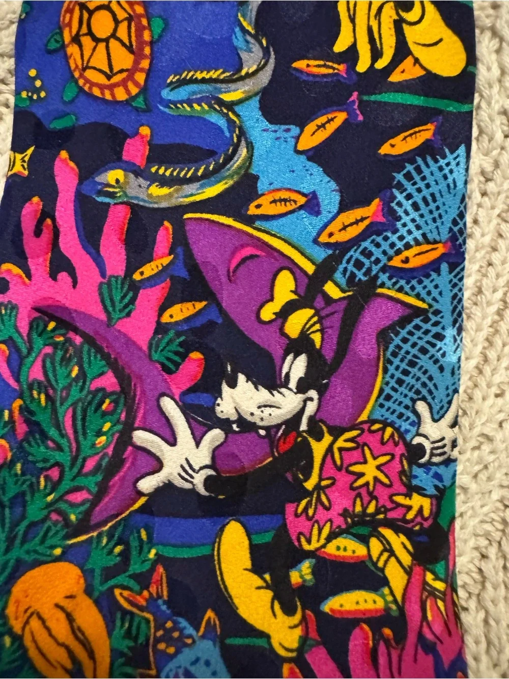 Disney Multicolor Undersea Character Silk Tie Vintage Disney Store